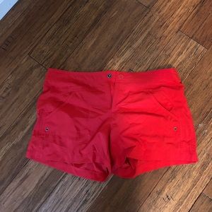 Red Athleta workout shorts